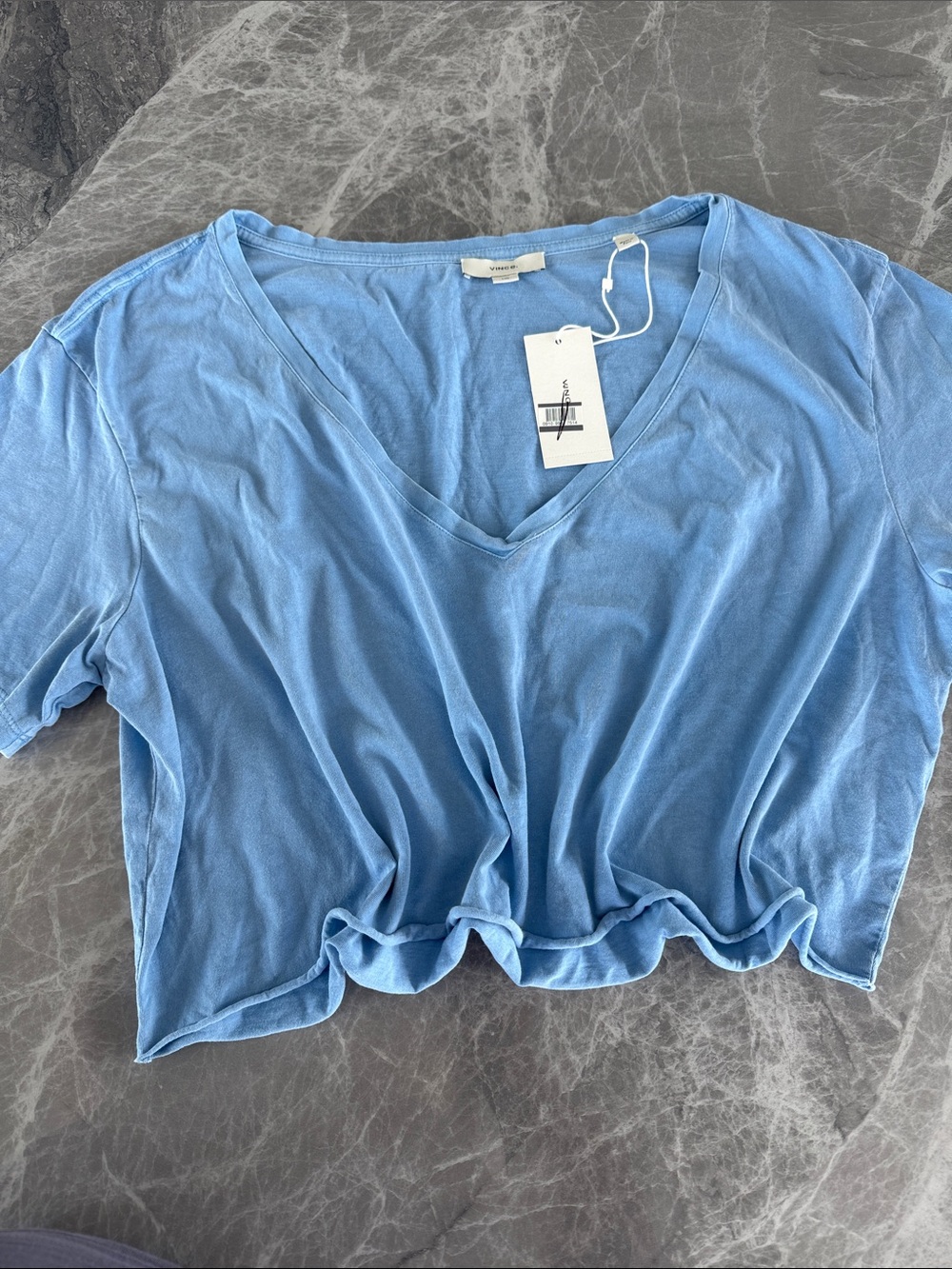 Vince Light Blue V-Neck Crop Top